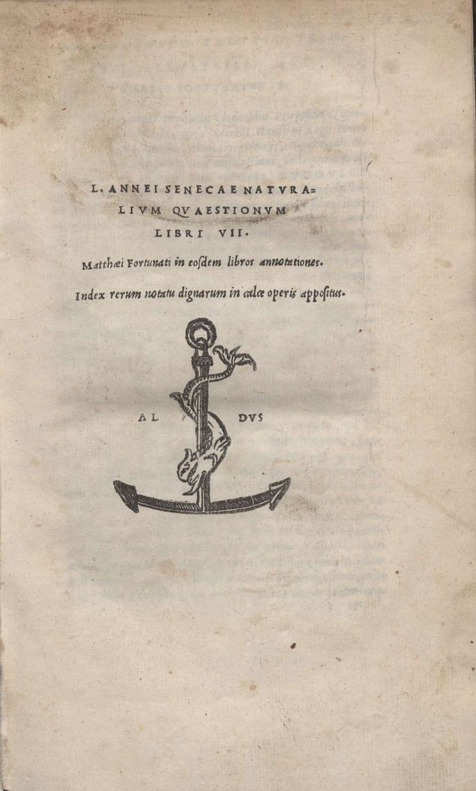 Edición antigua de las Naturales Quaestiones de Séneca