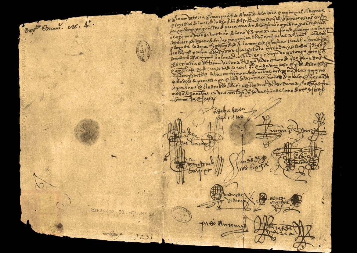 Última página del testamento de Juan Sebastián Elcano